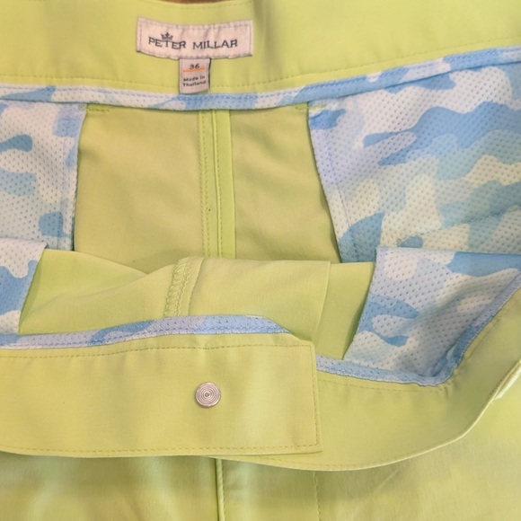 Peter Millar Mens Golf Shorts 
36” waist 9” inseam 
Lime Green - Picture 7 of 7